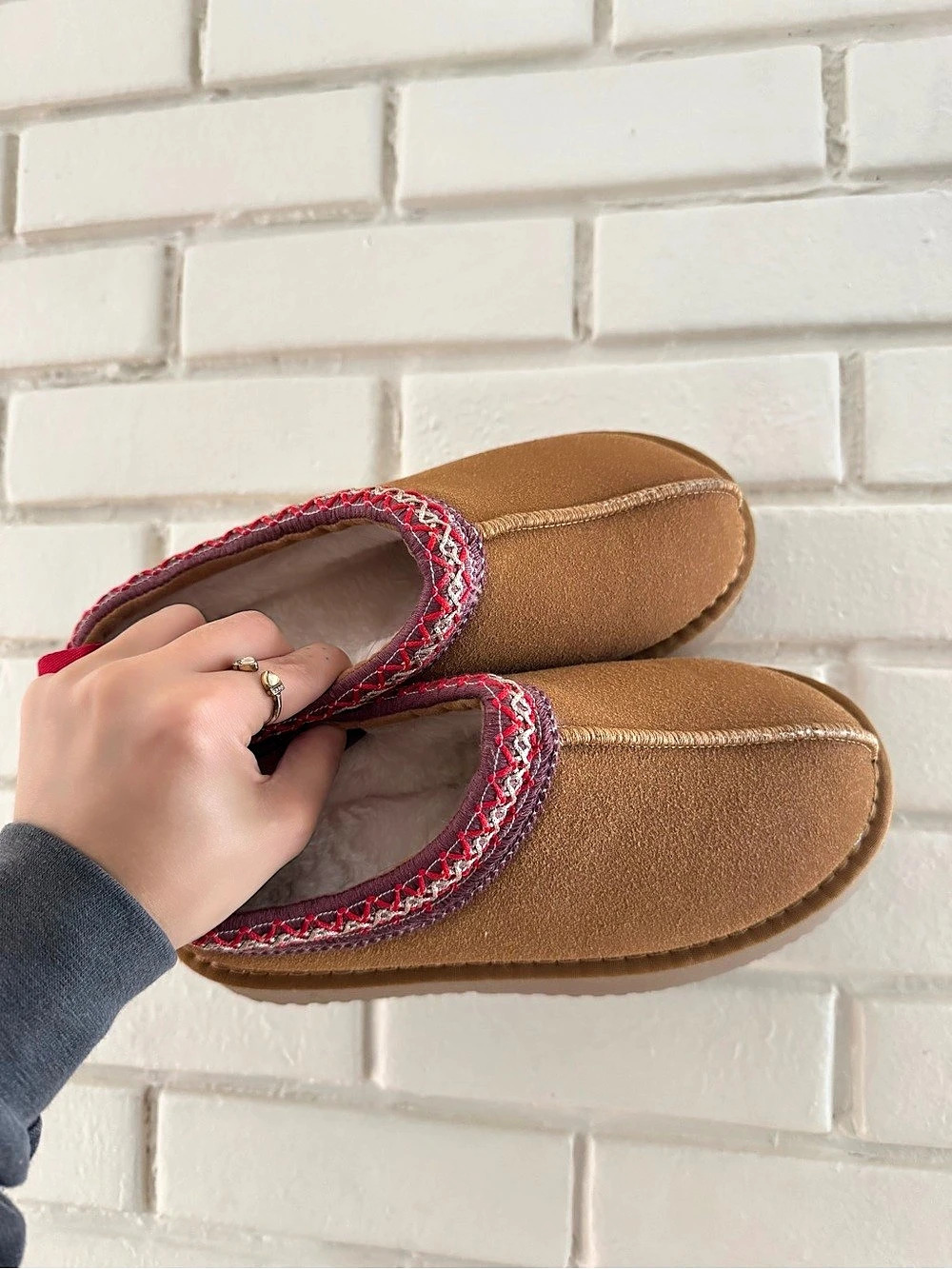 Platform Slipper Brown & Red US 7